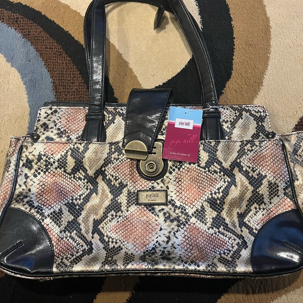 Brand New Gigi Hill The Olivia Tote Bag Sahara Print with Eyeglass Case Lovely